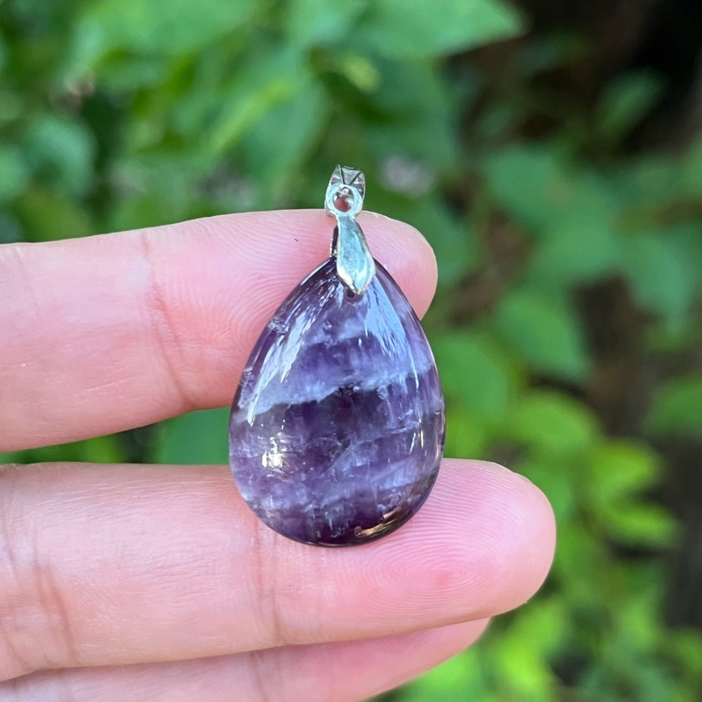 925 silver plated dainty teardrop dream‎ amethyst pendant